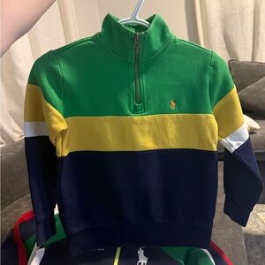 Ralph Lauren Green/Yellow/Navy Colorblock Quarter-Zip Pullover